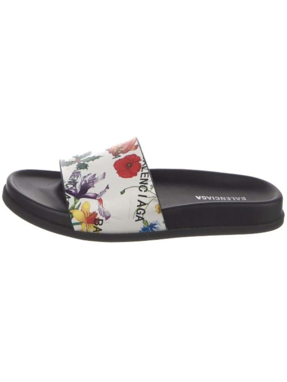Balenciaga Leather Floral Print Slides